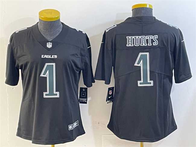 Women%27s Philadelphia Eagles #1 Jalen Hurts Black Fashion Vapor Untouchable Limited Stitched Jersey->new england patriots->NFL Jersey